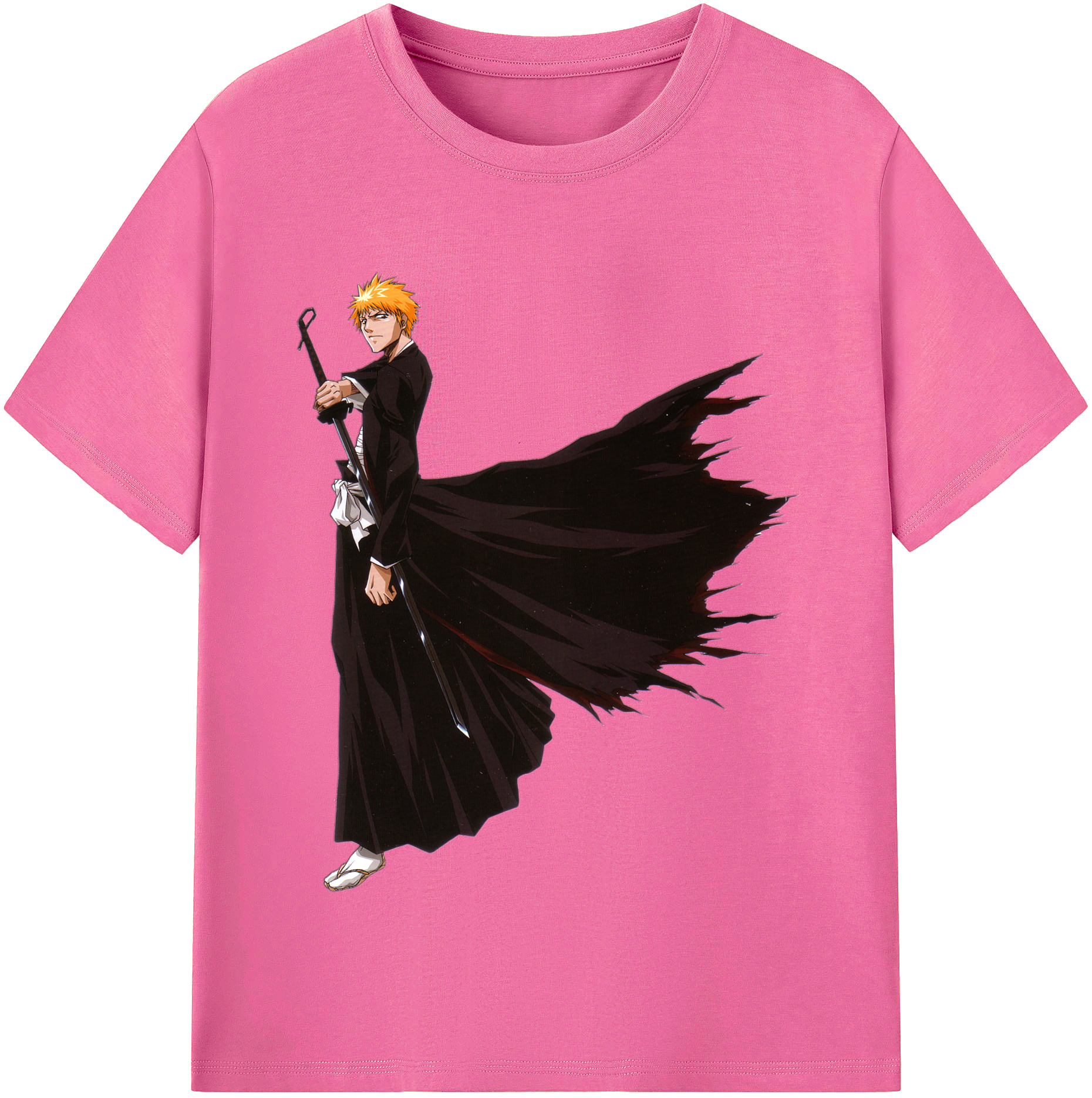 （画像用） ブリーチ 黒崎一護（くろさき いちご）BLEACH Kurosaki Ichigo レディースカジュアルプリントTシャツ（綿100％）